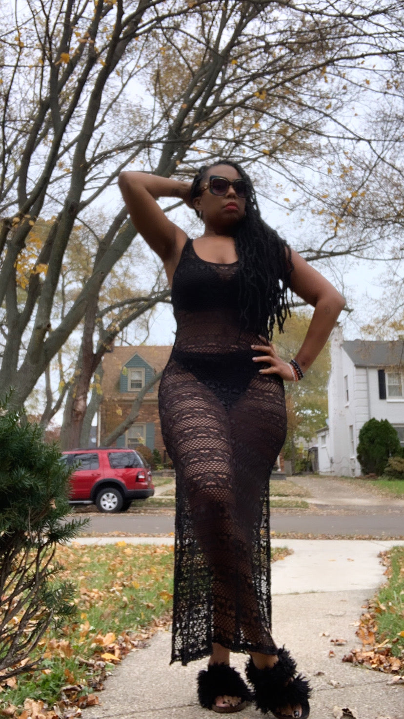 Black Sheer Cover Up Dress β Thrift On the