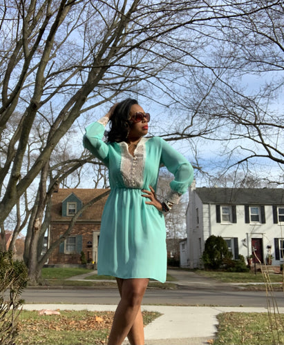 mint green dress black shoes Draped Mint Green Dress and White Heeled Sandals