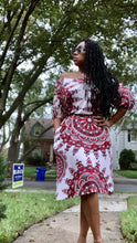 Abstract Print Off the Shoulder Dress